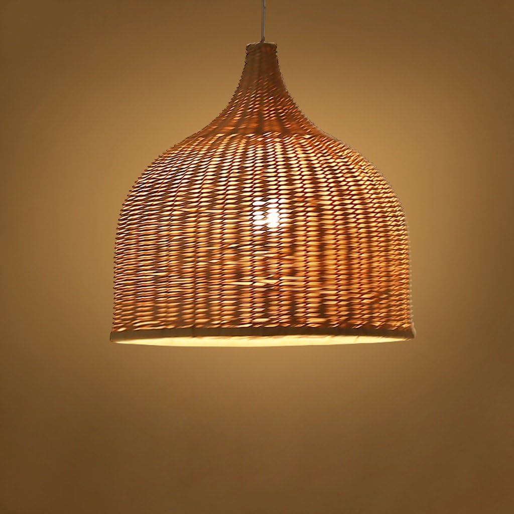 Restaurant pendant lamp E27 bamboo art rattan weaving lamp SYAODU Japanese style lighting AC110-240V height adjustable 13.8inch * 13.8inch wood color