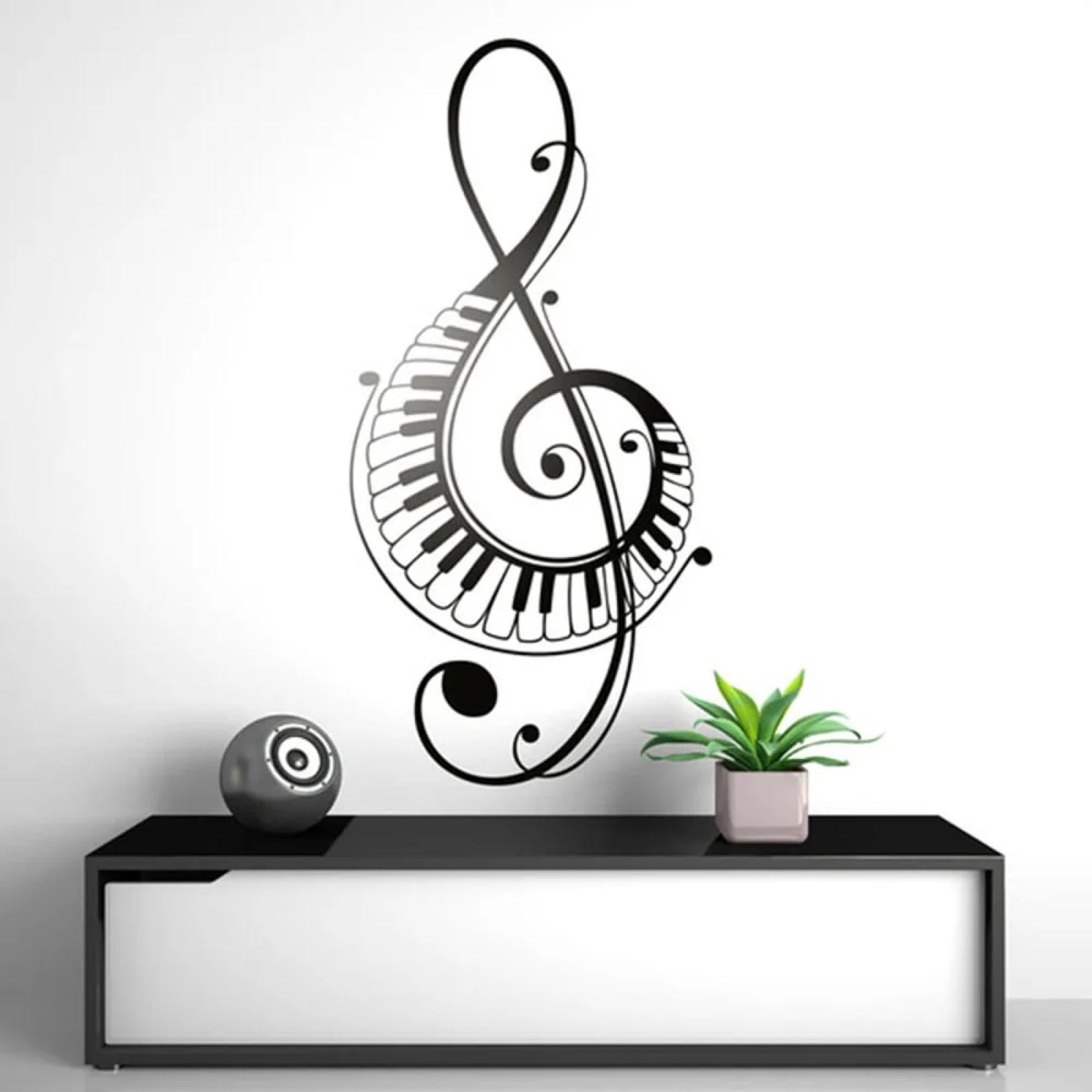 WEIMEIJIE Musical Note Stickers, Treble Clef with Piano Keys, wall Decals for classrooms, Rock Music, and Teenagers' Rooms.