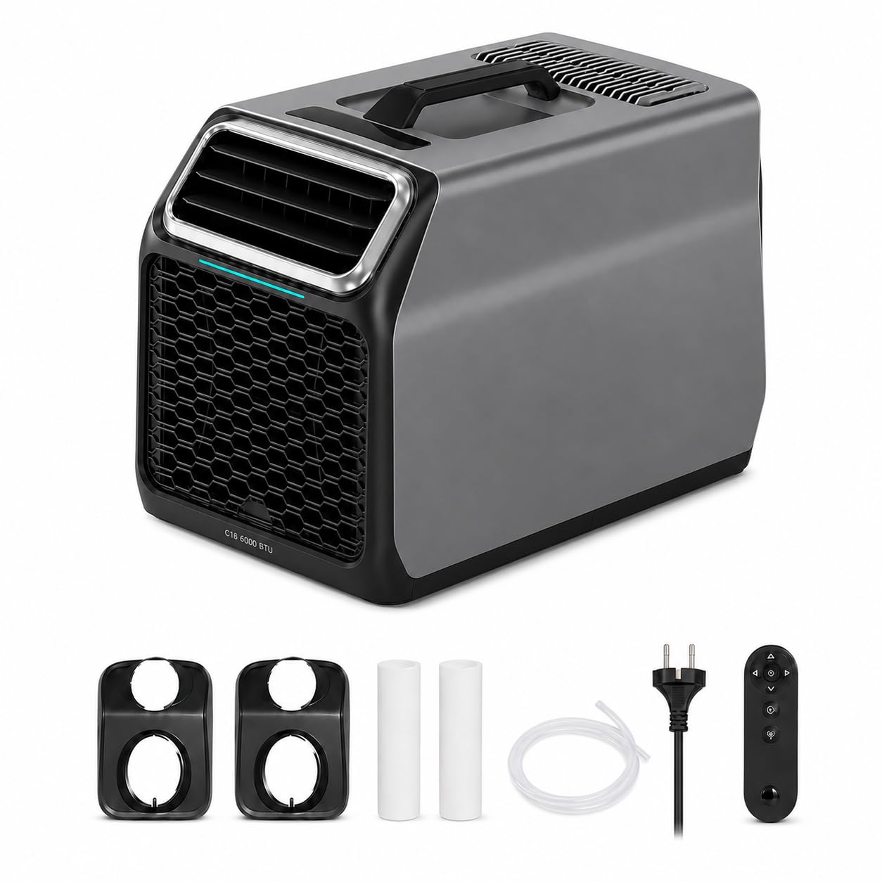 NEW C18 Portable Mobile Air Conditioner 6000 BTU Cooling, 220-240V Grey