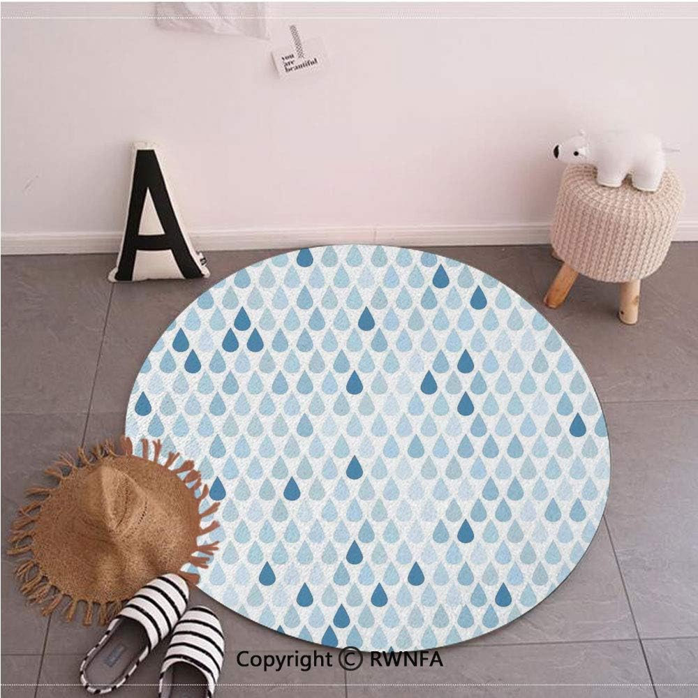 Modern NonSlip Machine Washable Round Rug,Minimalist Rain