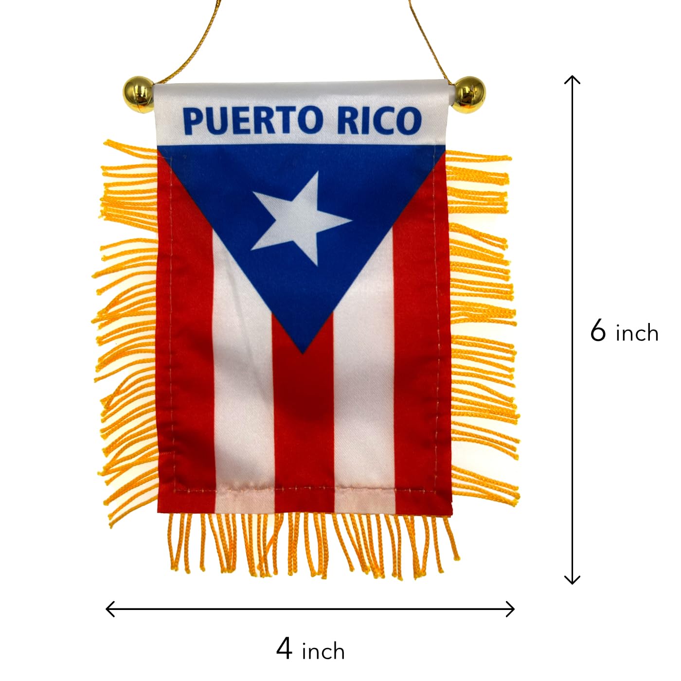 Puerto Rico Flag Car Rear View Mirror - Puerto Ricans Banners Décor Window Hanging Flag