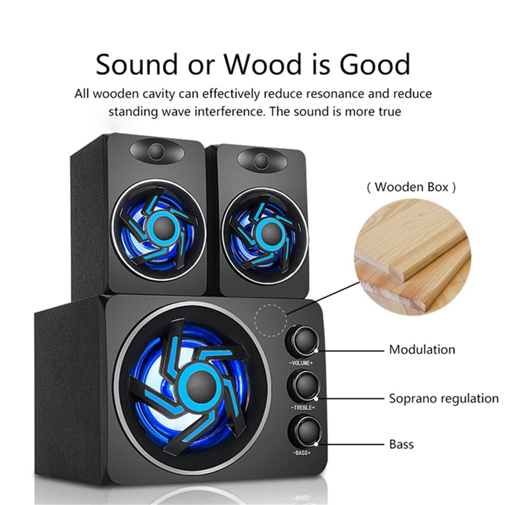 Con colorato. PORTATO Speaker for computer desktop leggeri con subwoofer 2.1 Gaming e Multimedia Pc Altoparlanti(Schwarz)