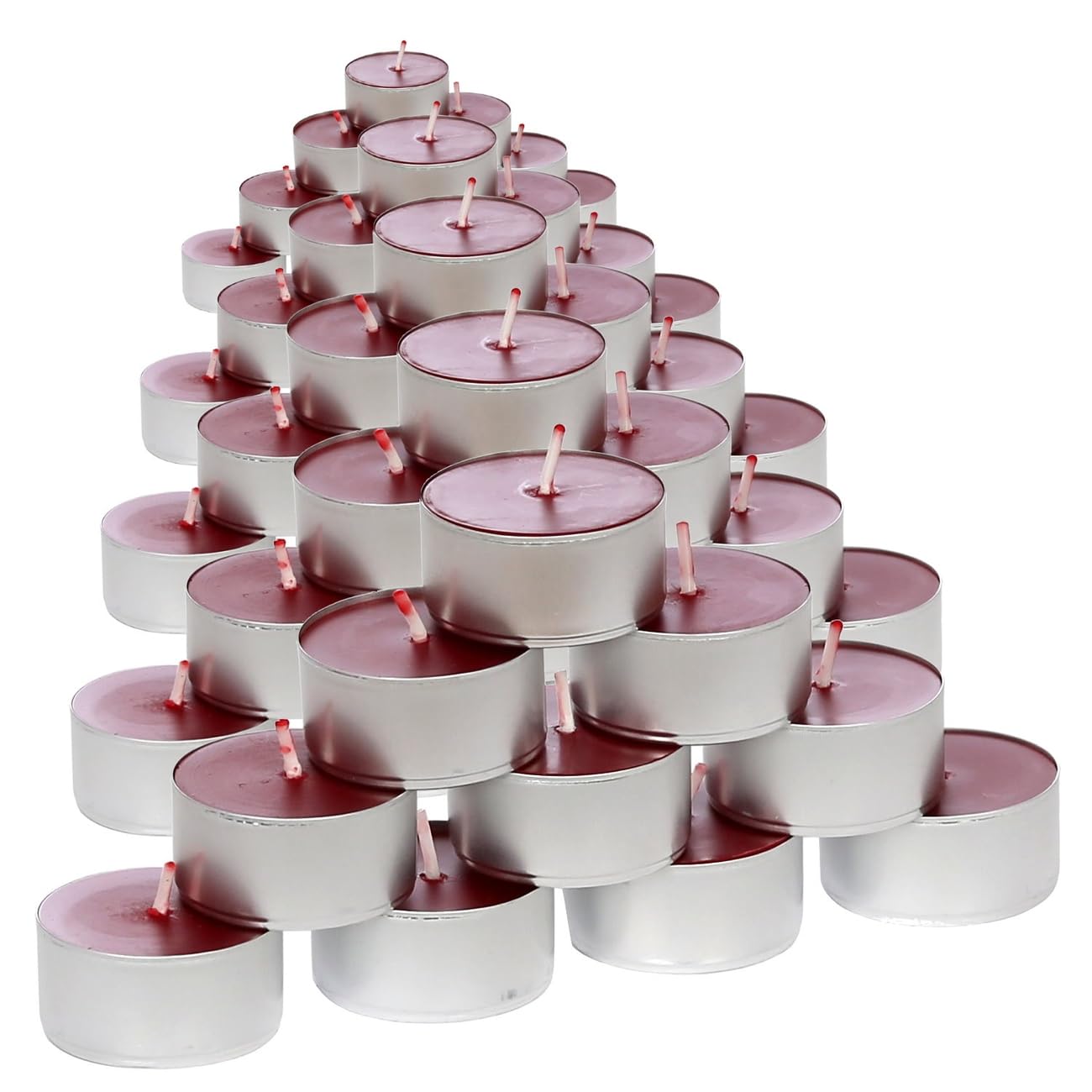 Velas de té de cera de abejas rojas con aroma de cera de abeja 100% natural en funda de aluminio, tamaño: juego de 40