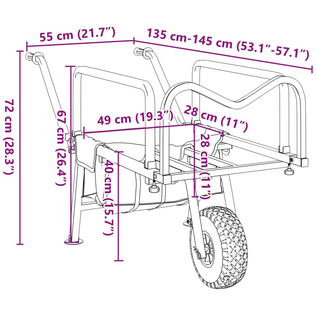 vidaXL Angelwagen Grün mit Rad Pulverbeschichteter Stahl