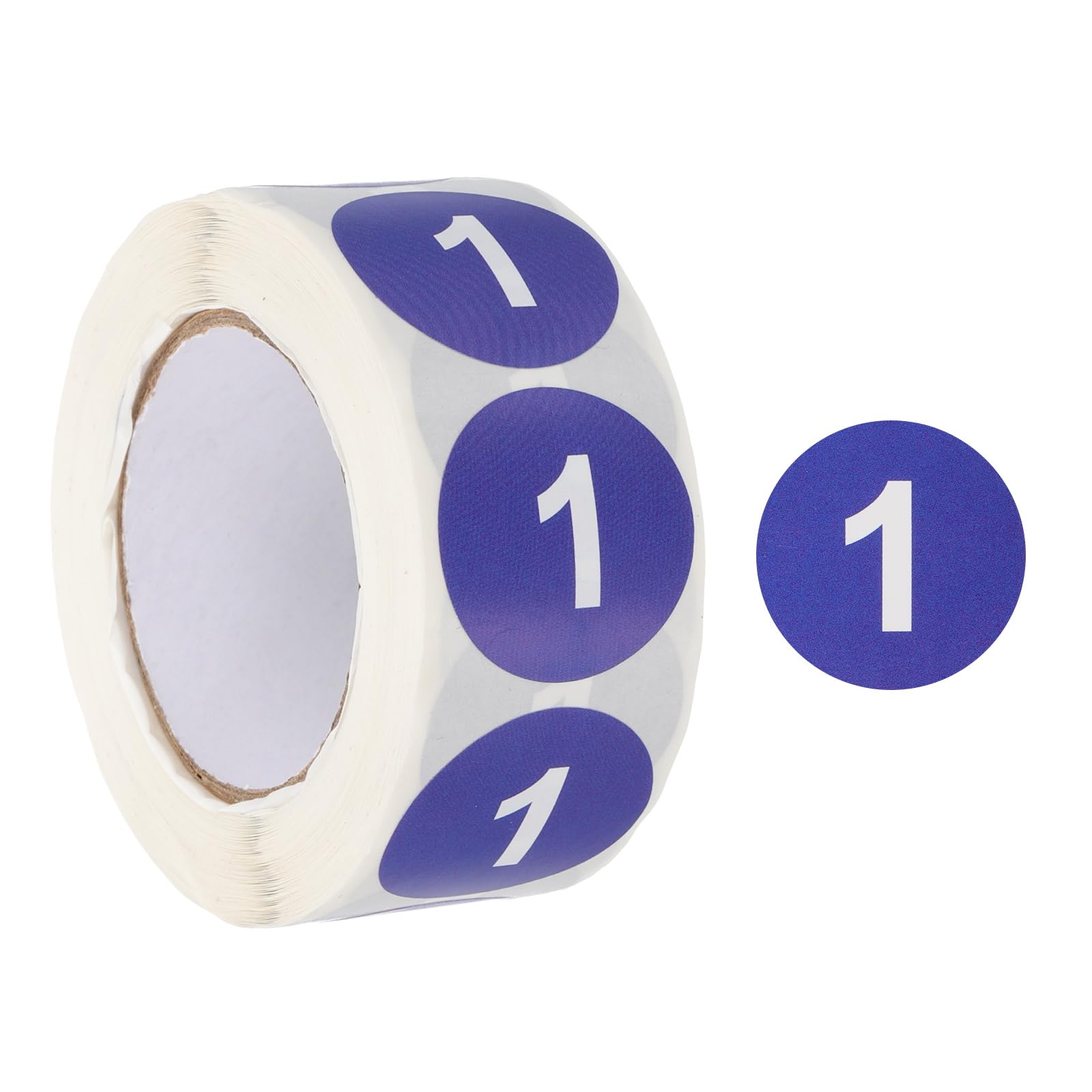 PATIKIL Number 1 Circle Stickers,1 Inch Round Color Coded Self-Adhesive Number Label 500 Labels/Roll for Home Organization Office Management, Dark Blue with White Text