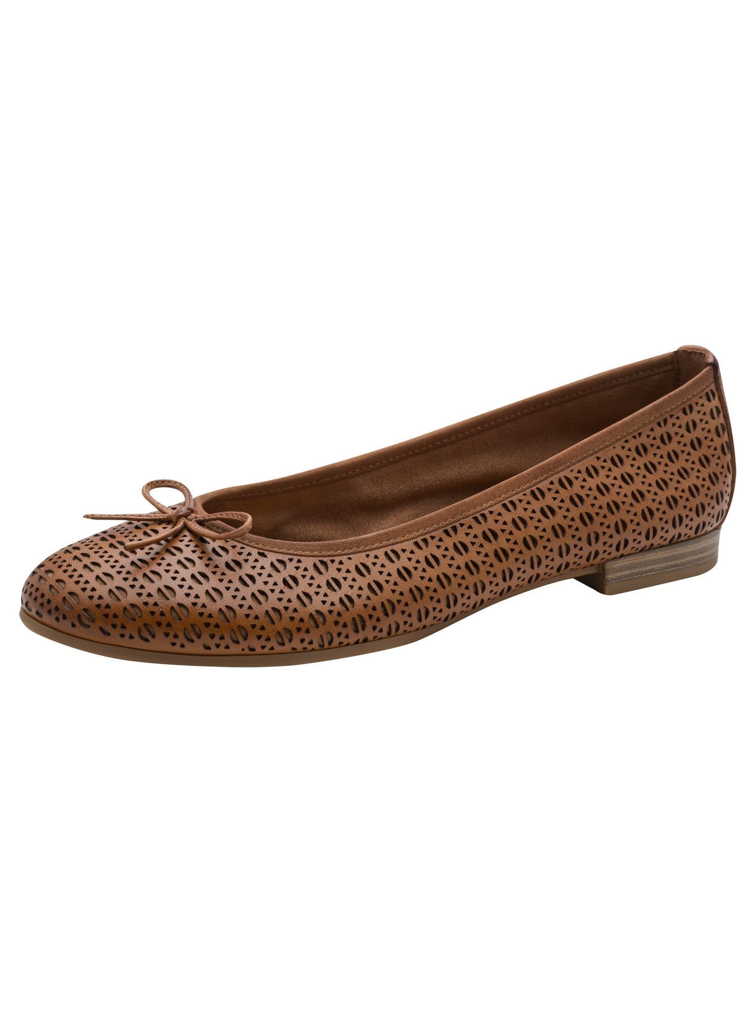 Tamaris Women's ballet flat leather flat brown 6.5 UK