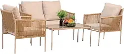 Conjunto de Àrea Externa Harbor com 1 Sofá, 2 Poltronas 1 Mesa - Bege/Claro
