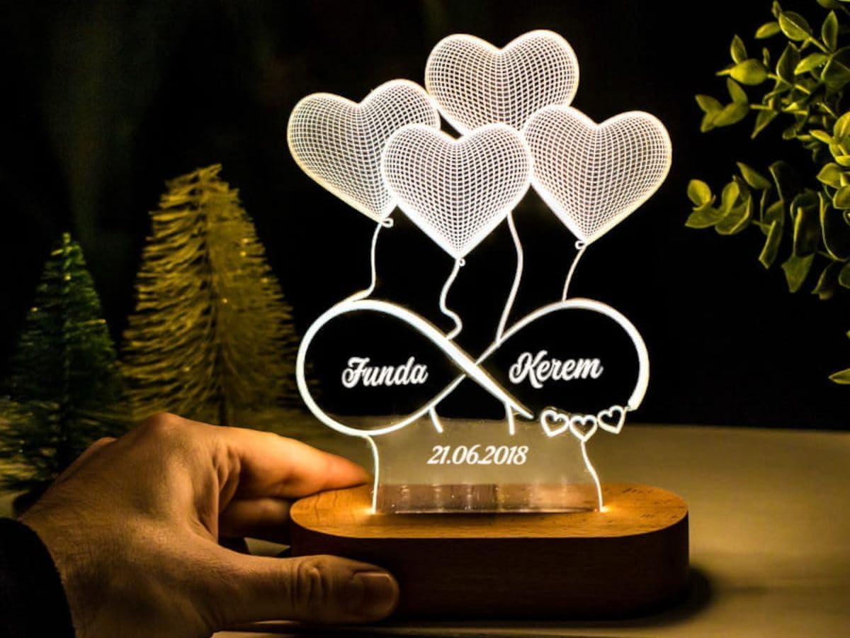 THE GRANDEUR Customised Led Photo Frame, Personalized Picture, Heart Picture Lamp for Anniversary, Valentine, Birthday, Wedding Gifts for Him, Her, Men and Women