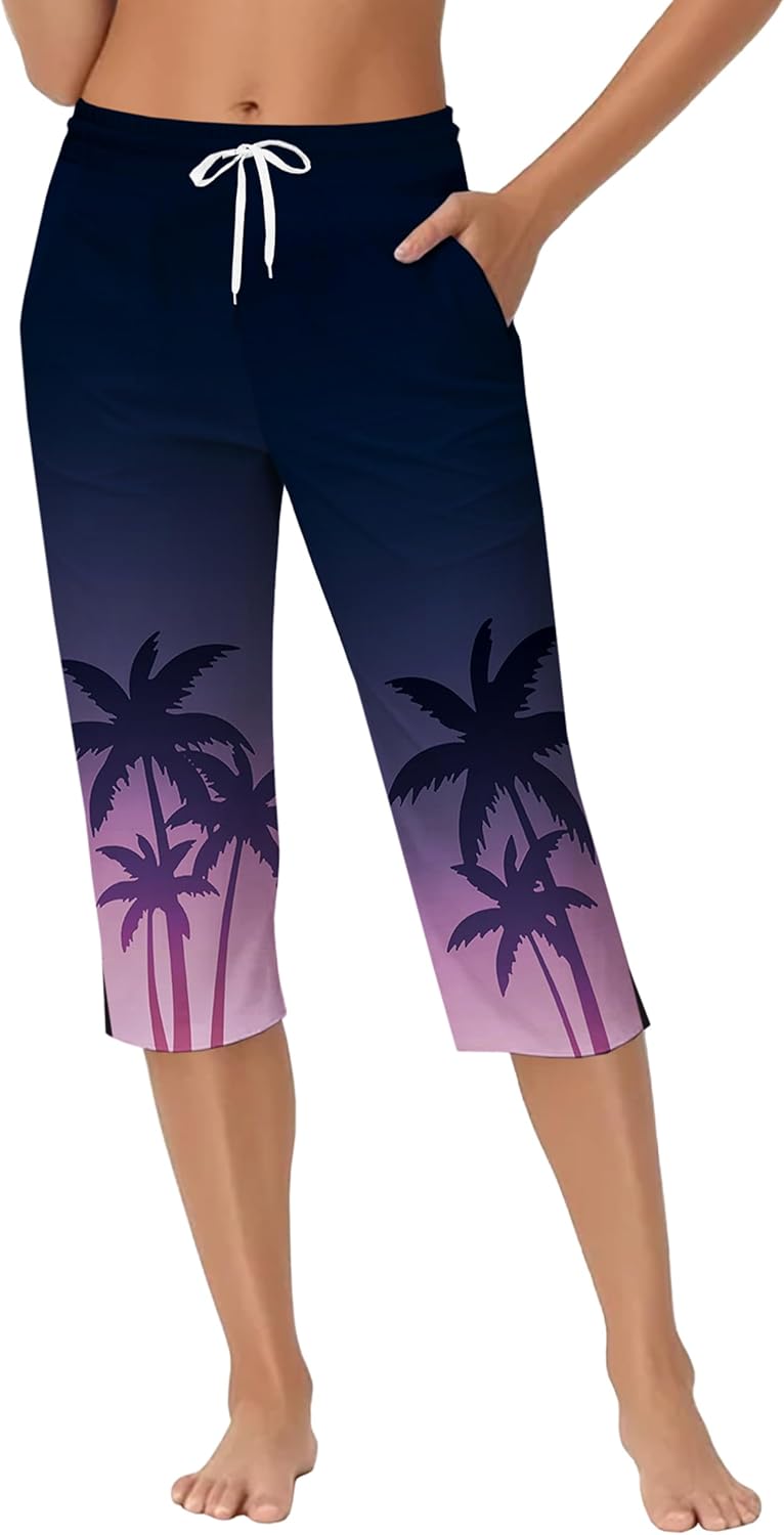 Deerose Women Capris Pants Quick Dry Beach Swimming Pants with Pockets - Image 4
