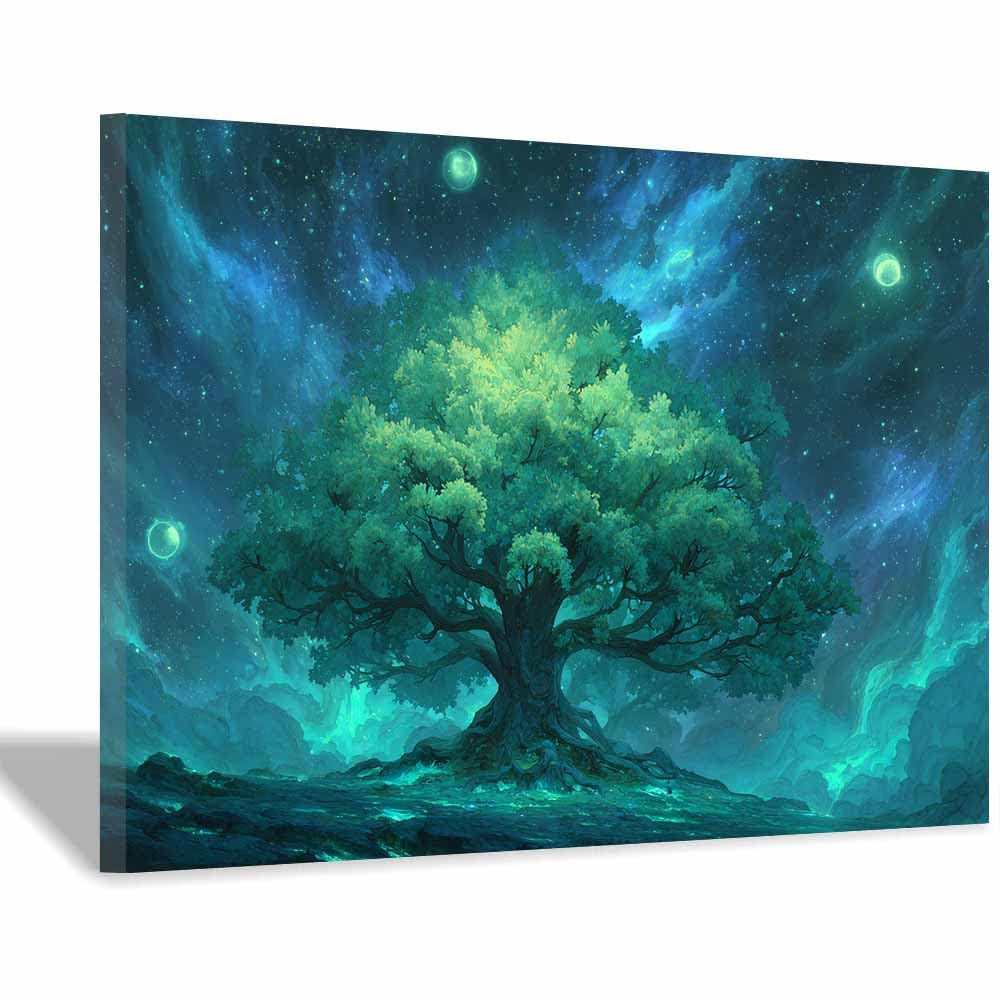 HOQIU Tree Of Life Wall Art Embroidery rainbow tree canvas prints, nature wall art, for Bathroom Home Office Decor(Multicolor)-60x80cm Framed