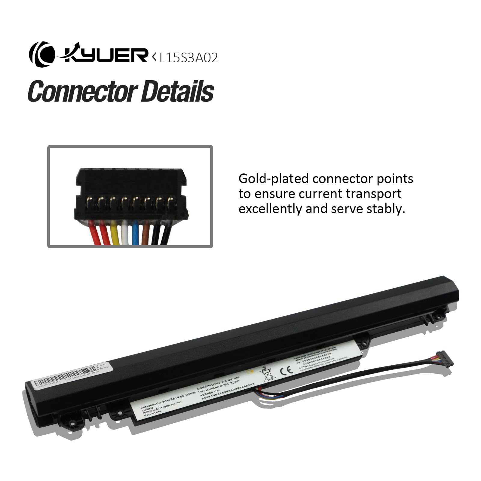 K KYUER L15S3A02 Batteria per Le-novo IdeaPad 110-14AST 110-14IBR 110-15AST | 110-15IBR 110-15ACL 110 Touch-15ACL Series Laptop Type 80TQ 80T6 80UJ 80TR 80T7 80W2 80TJ 80V7 5B10L04215 L15L3A03 L15C3A03