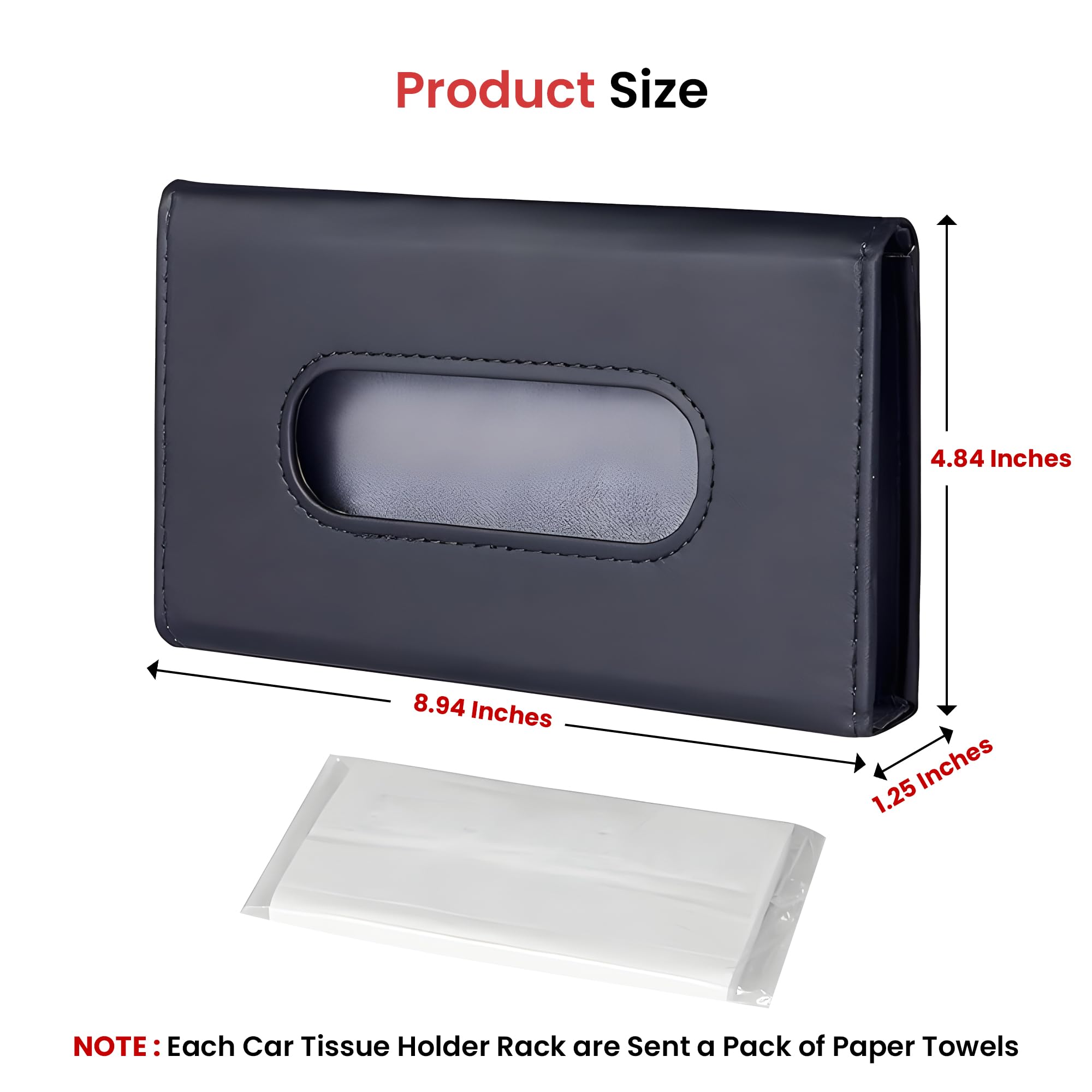 AUTOGUYS Car Tissue Holder for Visor and Dashboard - Interior Accessories, Sun Visor Tissue Holder, Stylish Car Decor (Black) - Image 7 thumbnail