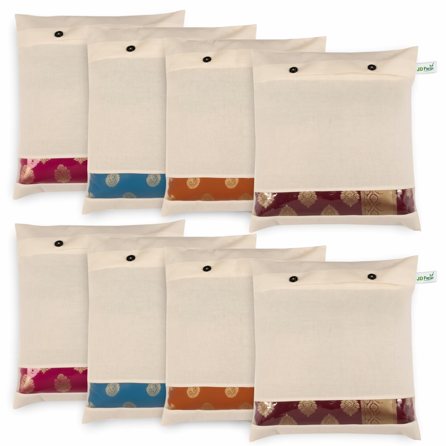 JD FRESH 8 Pcs Saree Covers For Storage/cotton storage bags for clothes/Multi-Purpose Lehenga Storage Bag/Clothes Covers for Dresses/Sarees/Lehengas (14x16 Inch, Brown)