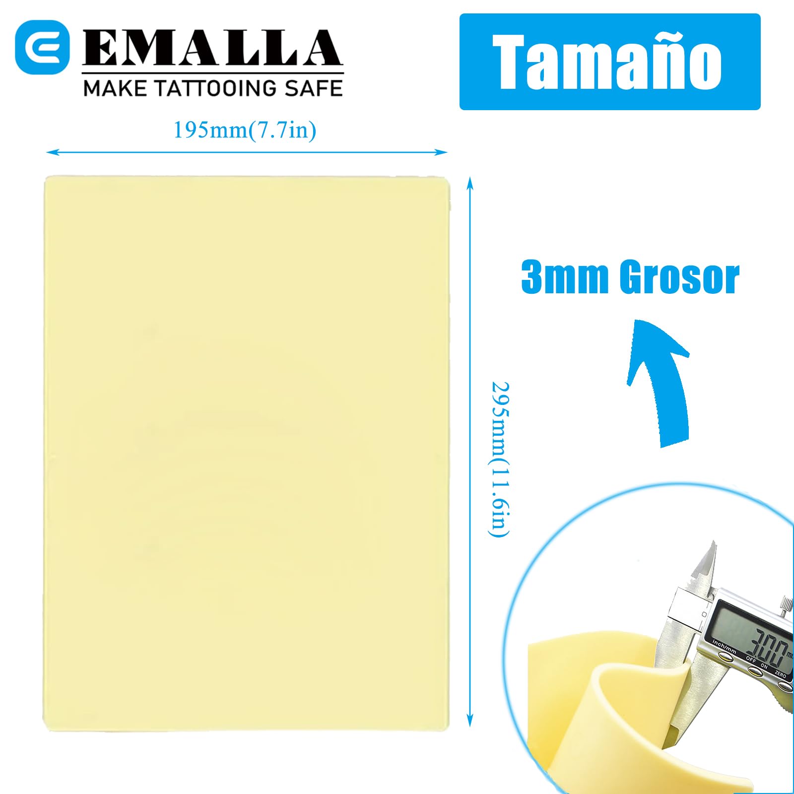 EMALLA 10pcs Piel Sintetica Tatuaje 3mm Pieles Sinteticas Falsos Gruesa para Practicar Tatuajes(18.7cm x 14.2cm)