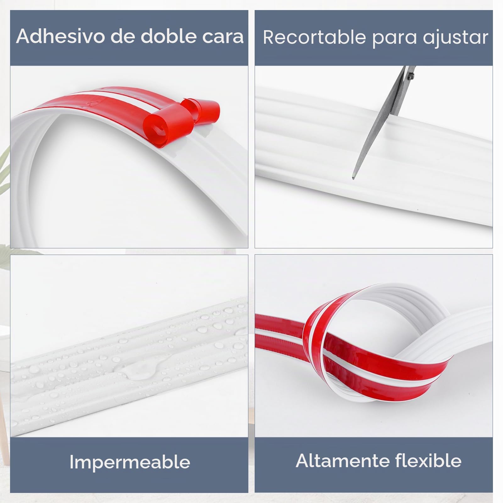 Molduras de pared autoadhesivas molduras decorativas protector esquinas pared rodapie PVC protección de esquinas y bordes (40mm×3m, Blanco)