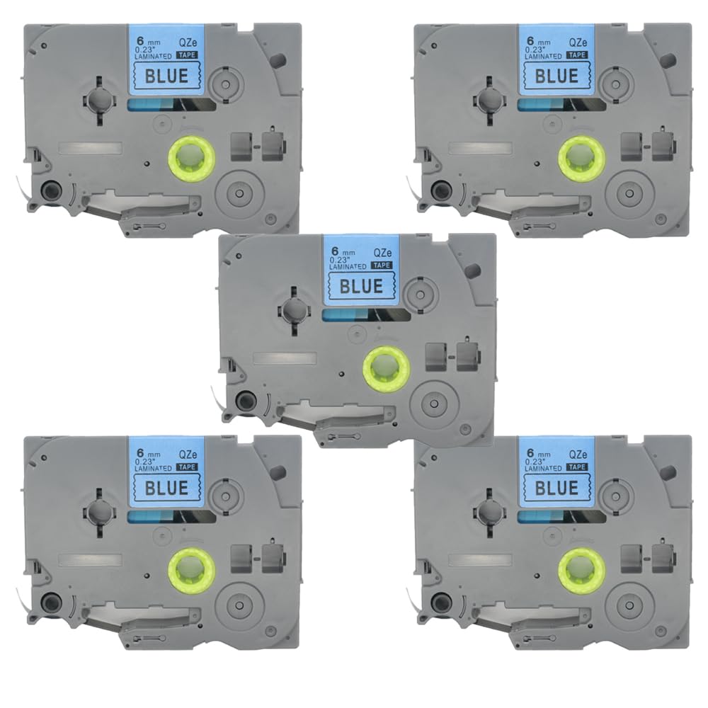 BROVACS 5 Pack Black on Blue Laminated Label Tape Compatible for Brother P-Touch Label Printer TZ 511 TZe 511 6mm 1/4" OPA4511x5