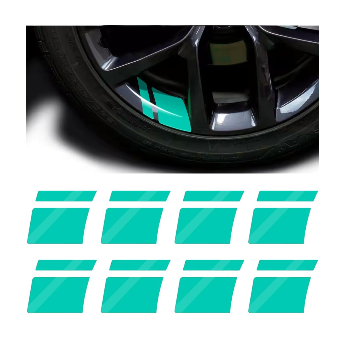 Mandark24PCS Car Wheel Rims Decal Stripes, Reflective Vehicle Tire Rim Stickers for 18-21 Inch Wheels, Safety Auto Exterior Hash Stripe Sticker Decoration, Universal for SUV, Truck, RV (Green)