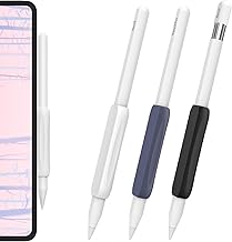 AHASTYLE 3 Pack Grips en Silicone pour Apple Pencil Pro, Apple Pencil (USB-C) et Apple Pencil 2ème Génération Supports de Protection Design Ergonomique pour iPad Stylo (Blanc+Noir+Bleu Nuit)