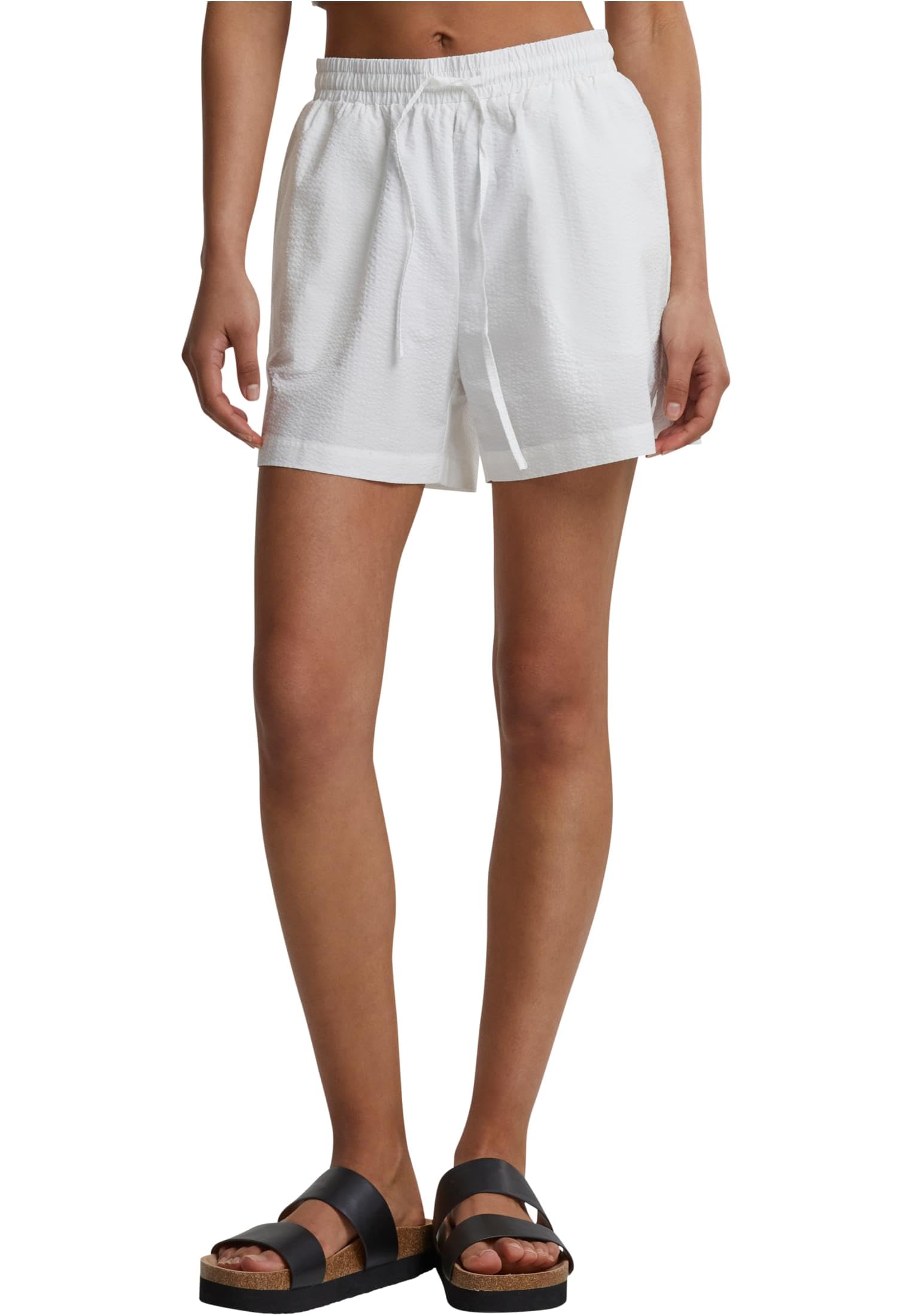 Urban Classics Seersucker Shorts Damen, elastischer Bund & Seitentaschen
