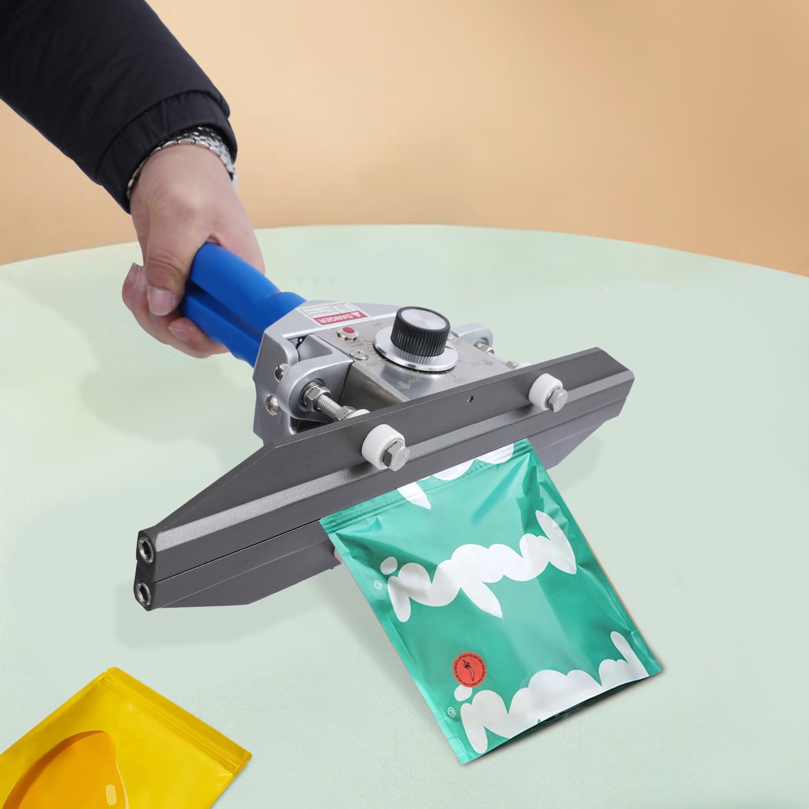 Folienschweißgerät Tragbar Handversiegeler 500W Heißsiegelgerät | 12" Vakuumiergerät für Damit Lebensmittel Frisch | Bag Sealer für Chips Tüten, Aluminium-Folien, Kraftpapier (Blau)