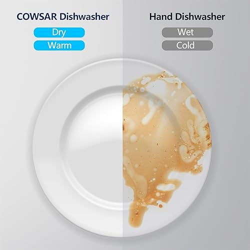 Miniatura 8 de COWSAR Lavavajillas para encimera con tanque de agua integrado de 2 galones, 6 modos de lavado, rociado doble de 360, 167  y función de secado al