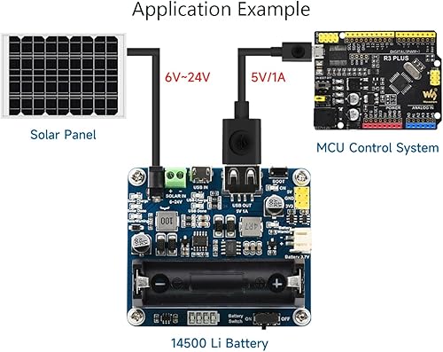 Miniatura 3 de waveshare Módulo de gestión de energía solar recargable para panel solar de 6V ~ 24V, paneles solares de soporte, o cargador de batería del