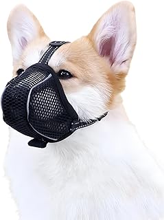 VZU Maulkorb für Hunde, Atmungsaktiv, Reflektierend, Verstellbarer Hundemaulkorb für Kleine Mittelgroße und Große, Verhindert Kauen, Fressen, Beißen, Mesh Haustiermaske(Schwarz, S) (S) product image