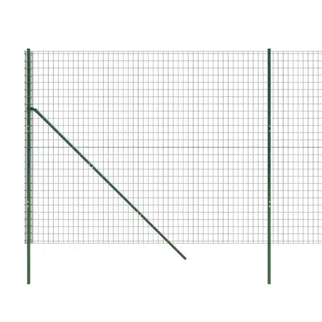 Valla de malla de alambre verde de 1,4 metros de altura, con revestimiento de PVC, 25 metros de largo para parcela, color verde, 1,4 x 25 m, de acero galvanizado