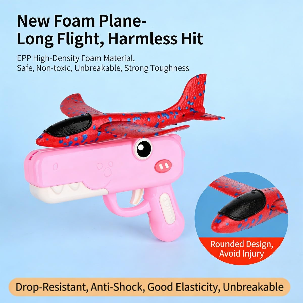Generico Dinosaur Foam Glider Launcher Toy, Foam Glider Airplane Launcher Toy Dual Flight Modes, Fun Outdoor Flying Catapult Toy - Fun Birthday Gifts & Party Favors (3MIX)