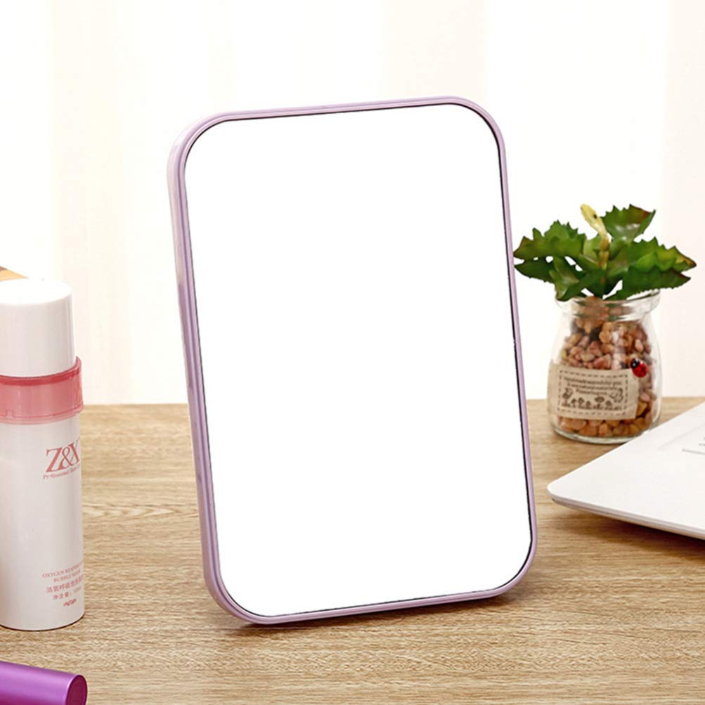 Espejo de maquillaje plegable compacto para mujeres y hombres, espejo de escritorio morado claro para el hogar, la oficina y los viajes, diseño pequeño y portátil para un fácil transporte