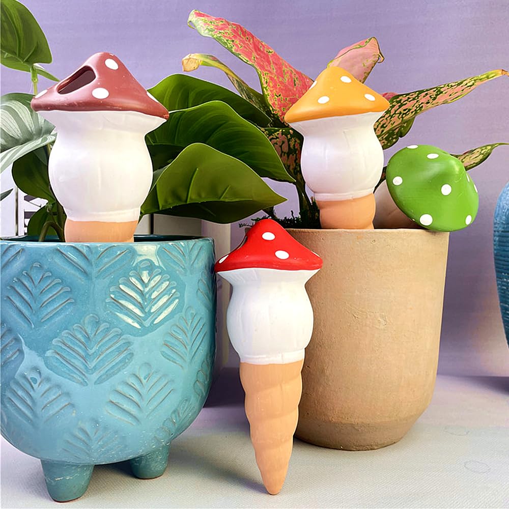 Kit De 4 Arrosoirs Autonomes En Terre Cuite – Forme Champignon – Irrigation Goutte à Goutte Pour Plantes D'Intérieur Et Balcon - 11