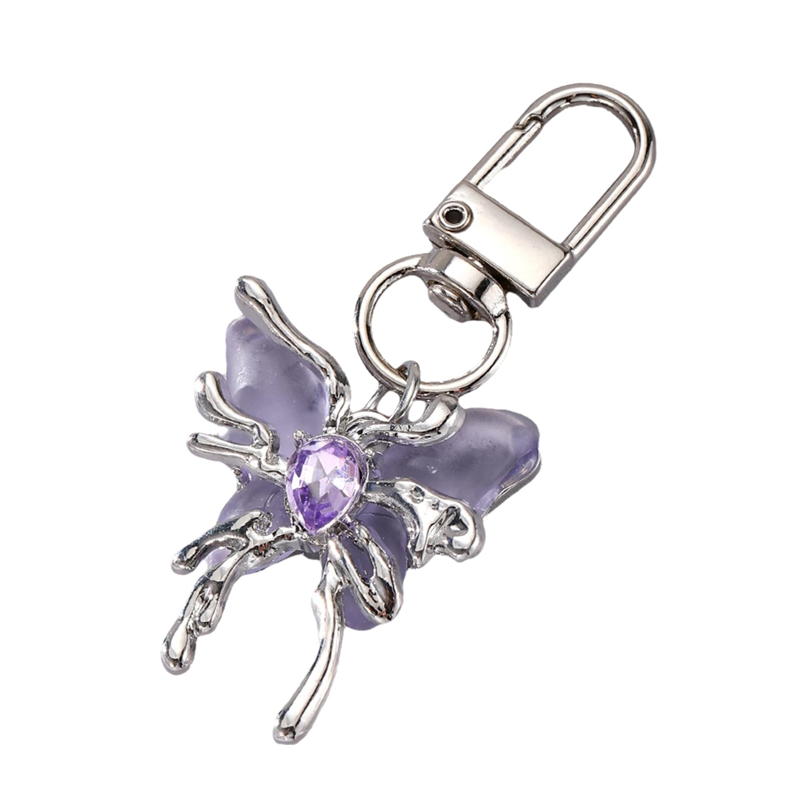 Baodss Elegant Resin Butterfly Keychain Alloy Holder Unique Keyring Bag Pendant Fashion Accessory for Women and Girls