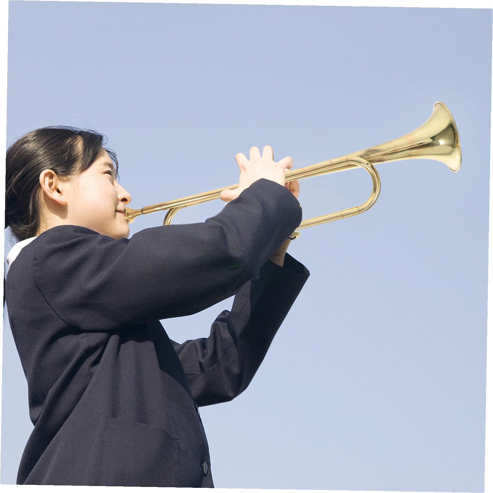 INOOMP Tromba per Bambini in Metallo Colore Oro, Sicura e Conveniente per Studenti e Principianti, Bocchino in Stile Casual, per Progetti Estivi e Feste Stile Casuale