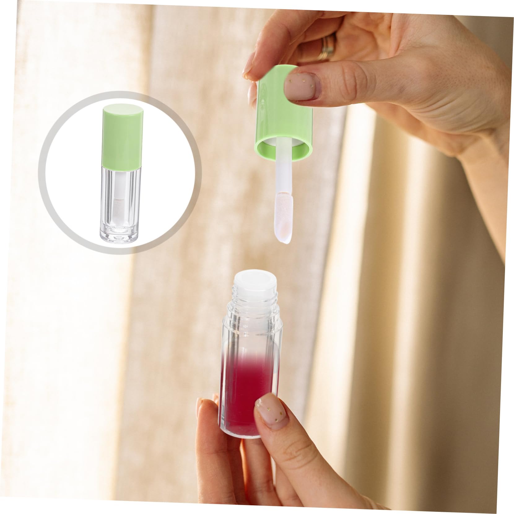 Tubos de Brillo Labial Transparentes de 6ml en Abs con Varita
