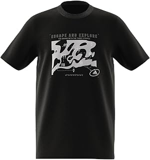 تيشرت سي اي جي أسود من اديداس، (أكمام قصيرة)، للأولاد والبنات الصغار