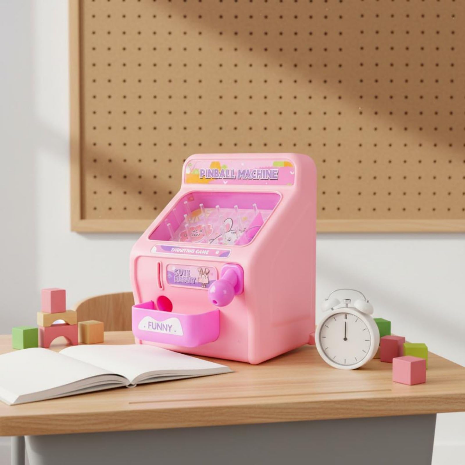 Harilla Juego de Infantil Juego de Pinball Máquina de Mesa de Arcade Retro Material Plástico con Luces y Sonido Adecuado para Coordinación Motora y Juegos Familiares en Casa, Amarillo Oso