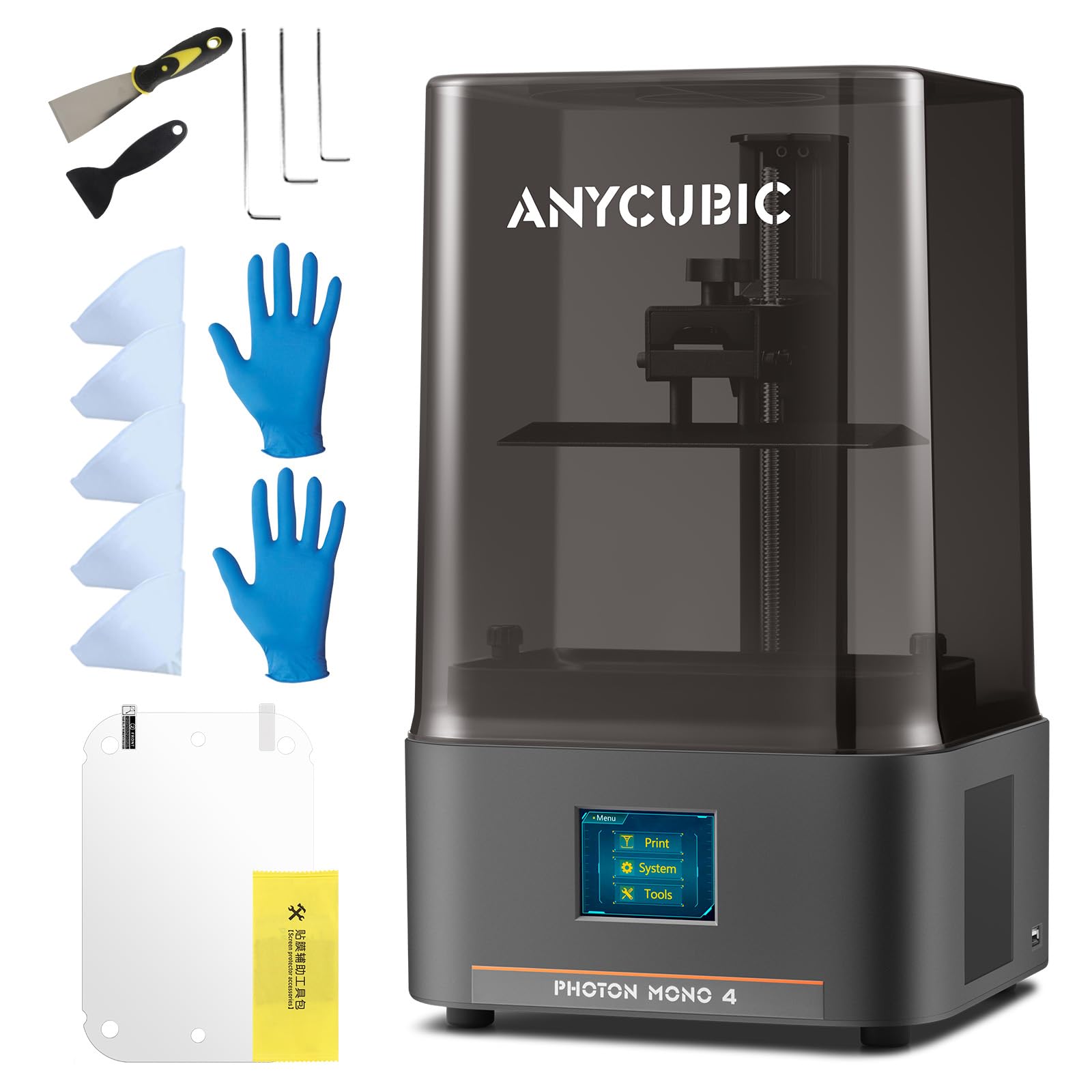 ANYCUBIC Photon Mono 4 10K Resin 3D Drucker, mit 7-Zoll-Monochrom-LCD-Bildschirm, Druckgeschwindigkeit 70 mm/h(High Speed Resin), LighTurbo Matrixlichtquelle, Druckgröße 153,4x87x165mm
