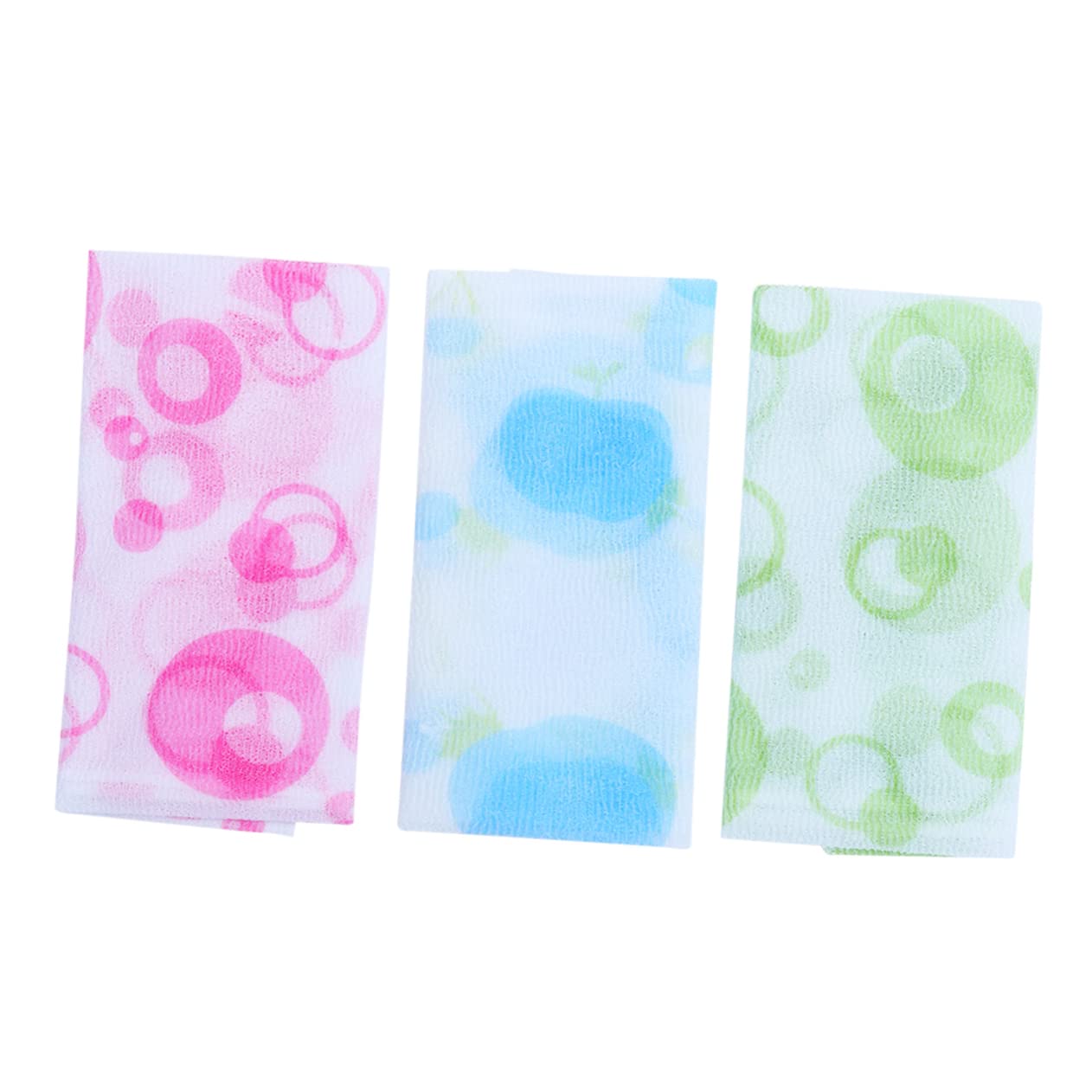NIYANGLE 3pcs Long Strip Printing Bath Towel Exfoliating Back Scrubber for Shower Green Blue Pink Material for Gentle Skin Care and Exfoliation