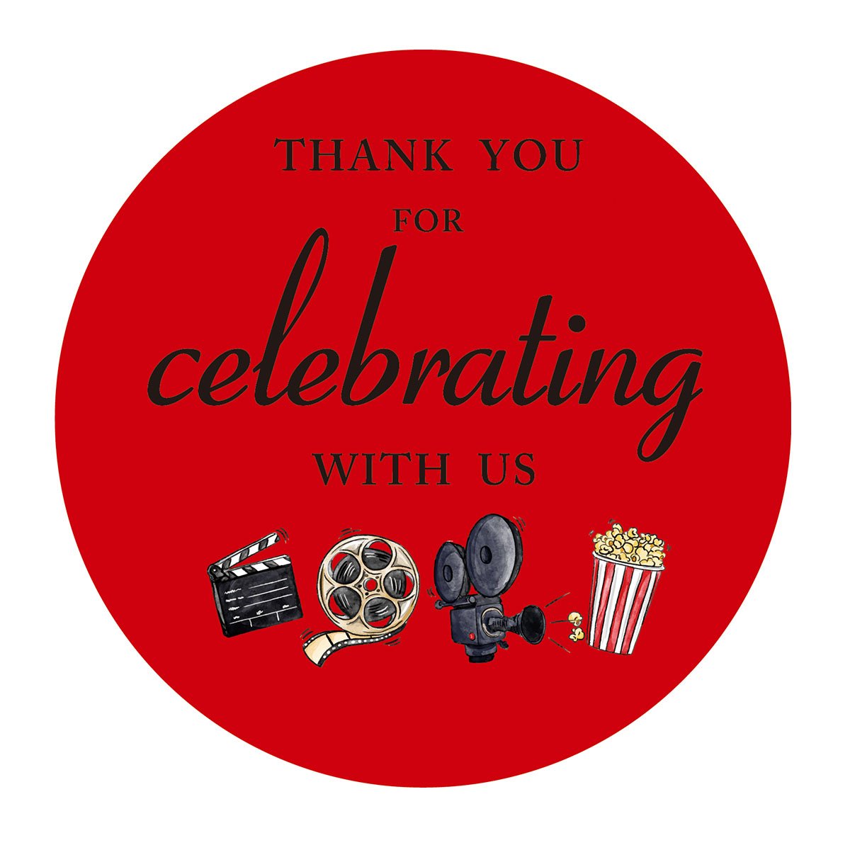 Amazon.com: MAGJUCHE Movie Night Thank You Stickers, Cinema Theater Themed Birthday or Other ...