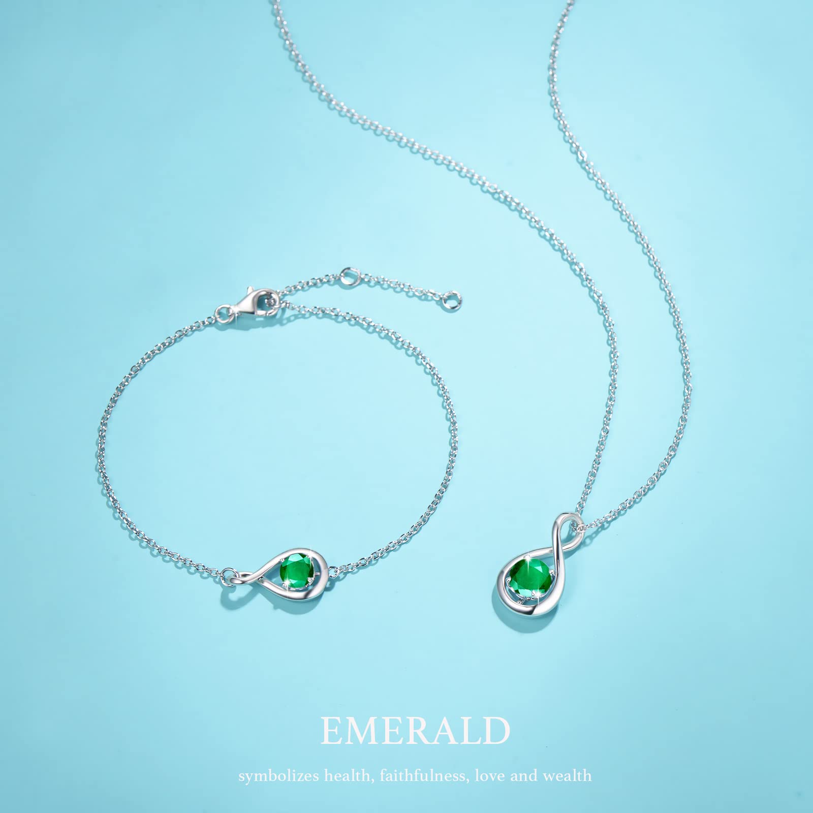 FANCIME Braccialetto con pietra portafortuna in argento Sterling 925, con ciondolo a forma di infinito, gioiello originale o creato con pietre preziose, regalo di compleanno per donne, lunghezza della
