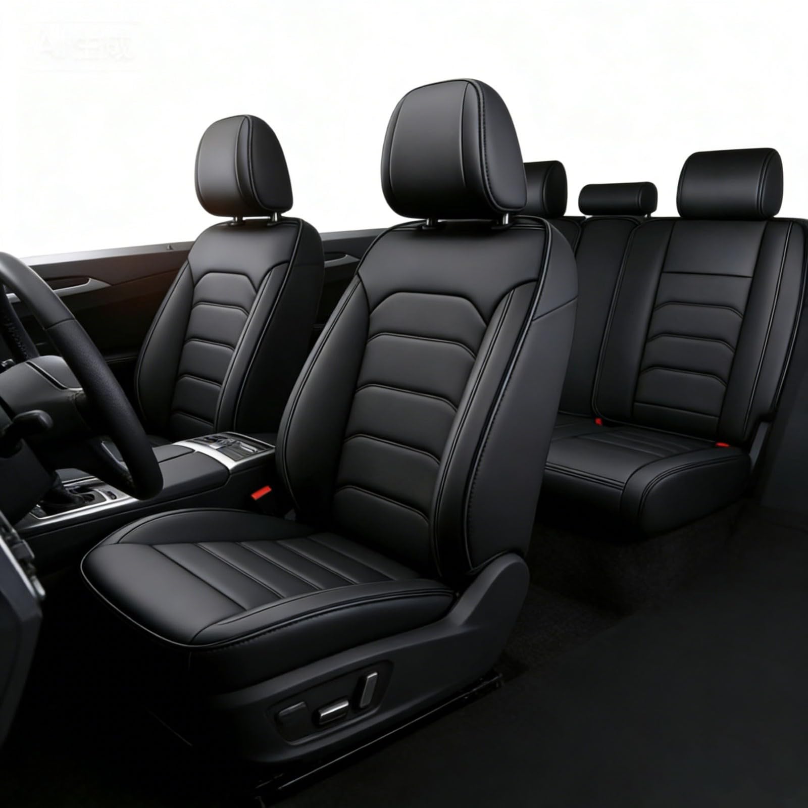 Funda Asiento Coche para Dacia Lodgy Fundas Universales Asientos Coche Protectores Asiento Cuero Nappa Impermeable Delanteros y Traseros 5 Piezas