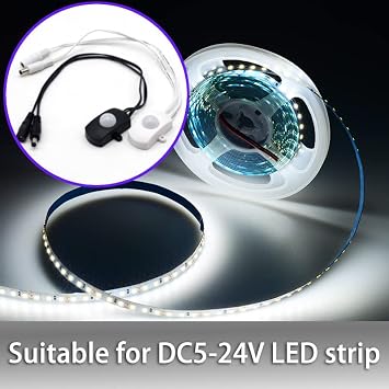 DC 5V-24V 5A PIR Motion Sensor, LED Light Induction Switch, Light with Special Motion Sensor (White)