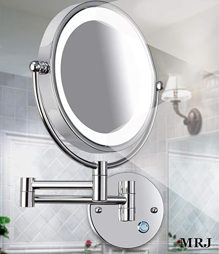 Miniatura 3 de Bathroom Shaving Mirror Wall Mounted 8.5 inch Makeup Mirror with Led Lights True Image and X5 Magnified Vanity Mirror 360° Free Rotation Extendable