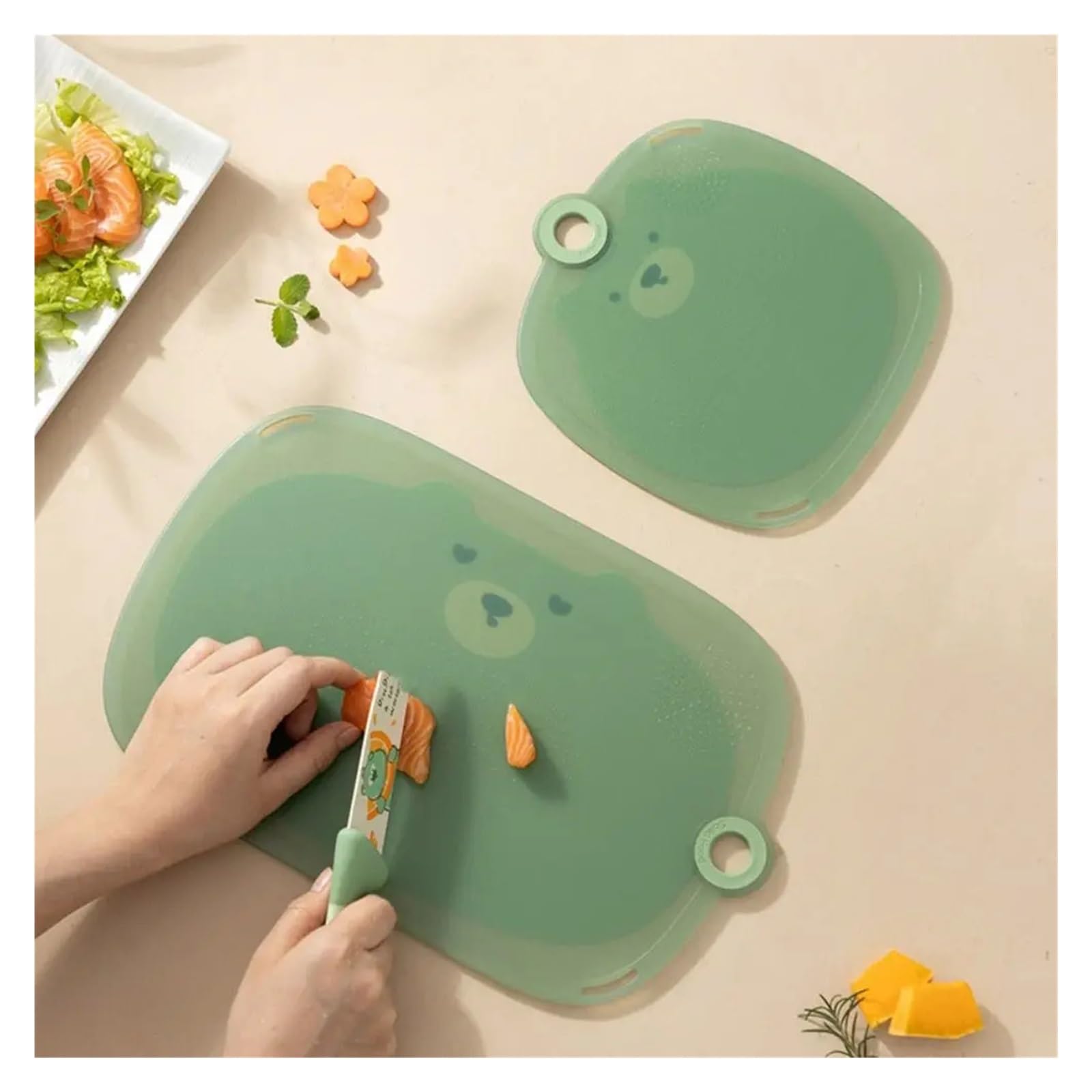 Tabla De Silicona Tabla de cortar antideslizante de silicona antibacteriana for el hogar, tablero de plástico de cocina for frutas, verduras y carne, grado alimenticio(Green-L)