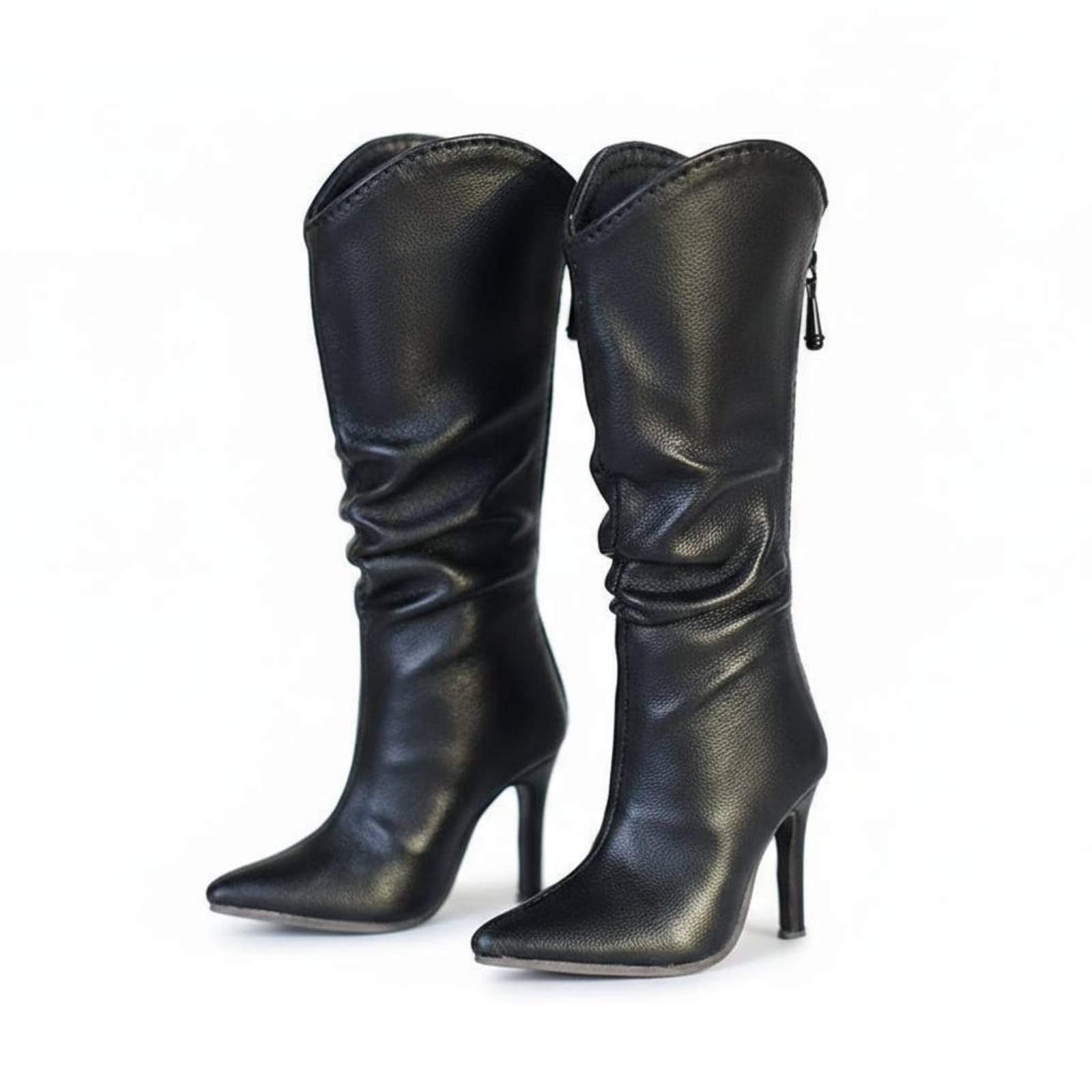 Stivali Alti per Bambole Stivali Bambola Stivaletti Bambola Scarpe Bambola Calzature Bambola in Pelle PU Finitura Liscia , Nero , Quattro Punti Disponibile