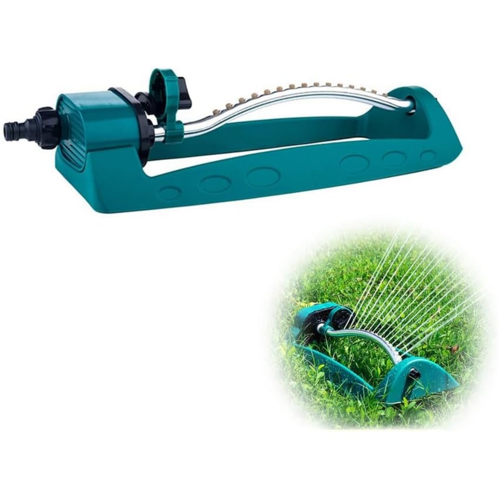 ROUNY Oscillating Sprinkler, 4 Modes Water Sprinkler with 15 Hole Nozzles, Ad...