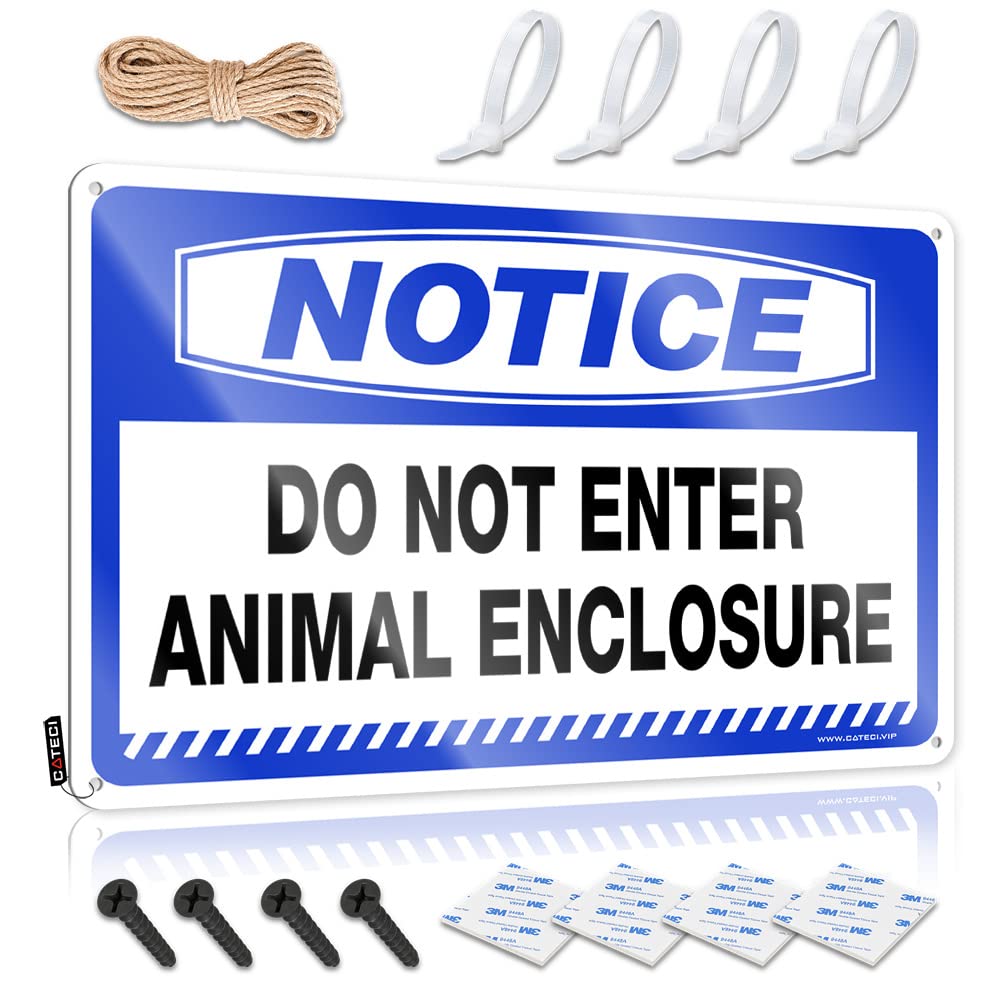 STWNVOITV Funny Outdoor Decor Notice Do Not Enter Animal Enclosure Tin Sign Beer Signs For Bar Metal Tin Sign Wall Decor(30X40CM)