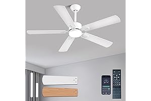 52 inch Modern White Smart Ceiling Fan with APP/Remote Control, 6 Speed...