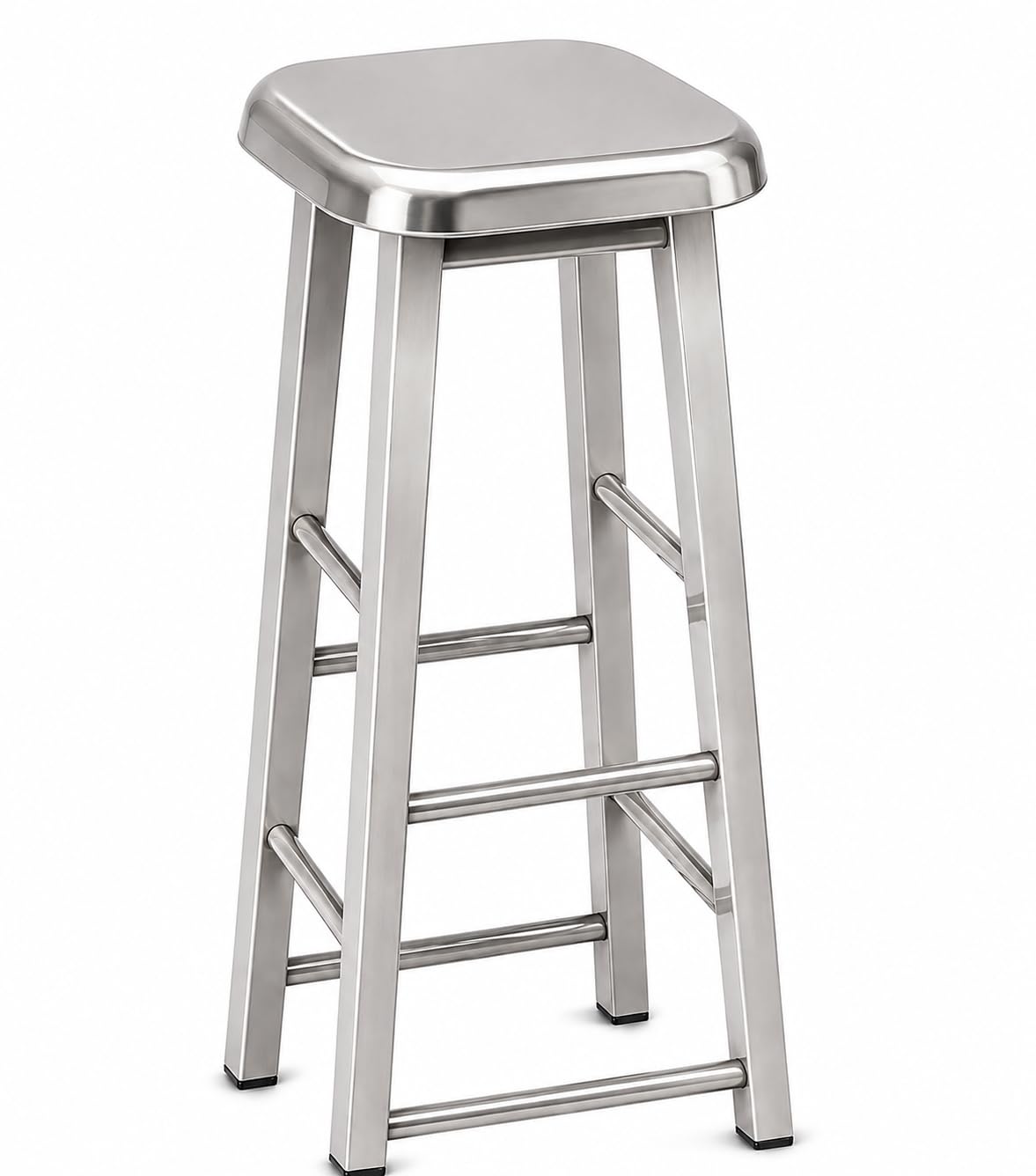 31179 classic square breakfast stool with rounded edges/kitchen counter bar stool with stainless steel seat/high stool for cafe, home and office - chrome