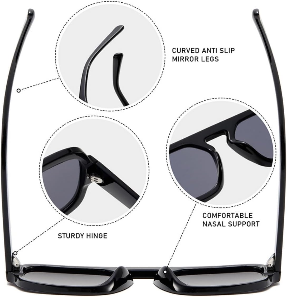 IKANOO 4 Pieces Retro 70s Square Aviator Sunglasses for Women Men Flat Frame Trendy Square Sun Glasses Vintage Shades ﻿ - Image 4